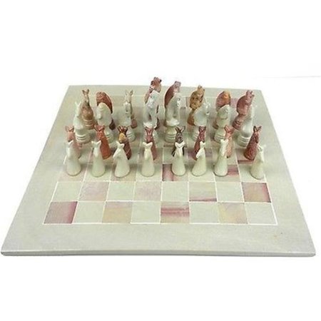 SMOLART Smolart Hand Carved Soapstone Animal Chess Set Board; 15 in. KSH0014A_602026